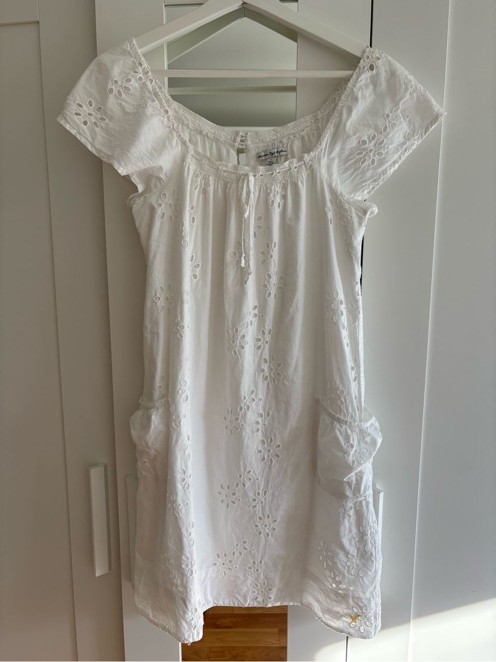 Vintage American Eagle Outfitters y2k White Eyelet Cotton Dress